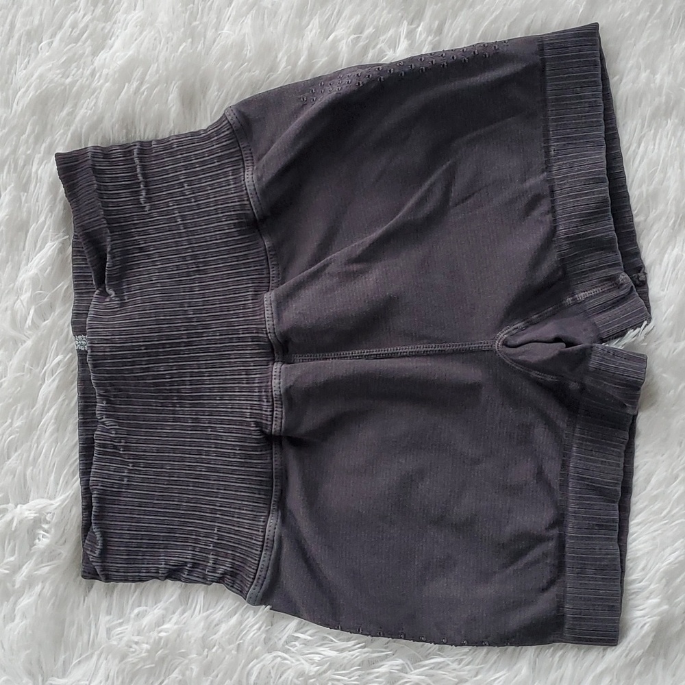 Free People Good Karma Running Shorts Washed Black with ruching on waistband